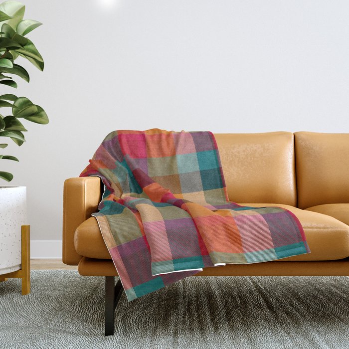 Rainbow Plaid 1 Throw Blanket Gallery Image 1