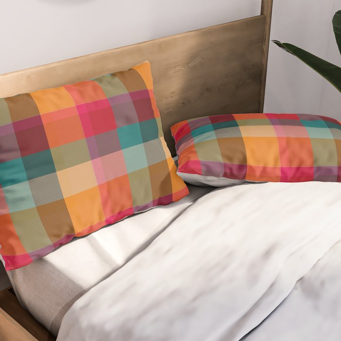Rainbow Plaid 1 Pillow Sham Gallery Image 2