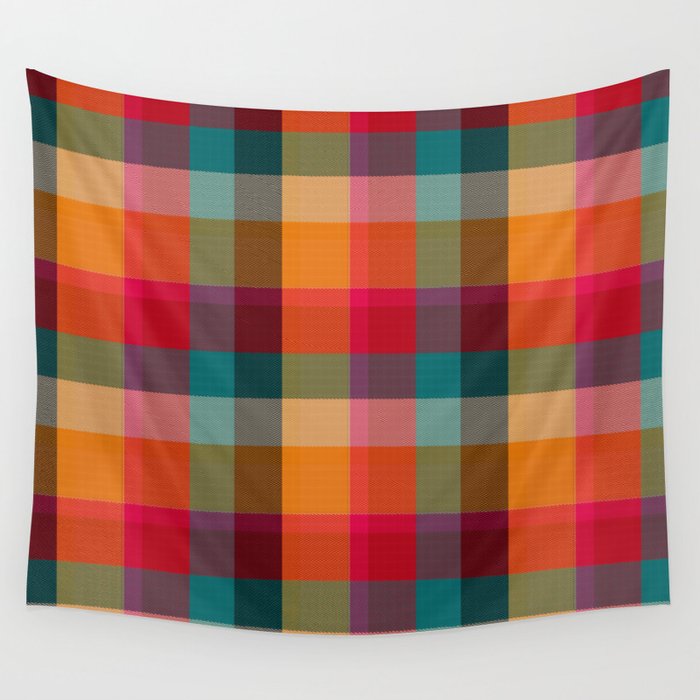 Rainbow Plaid 1 Wall Tapestry Gallery Image 1