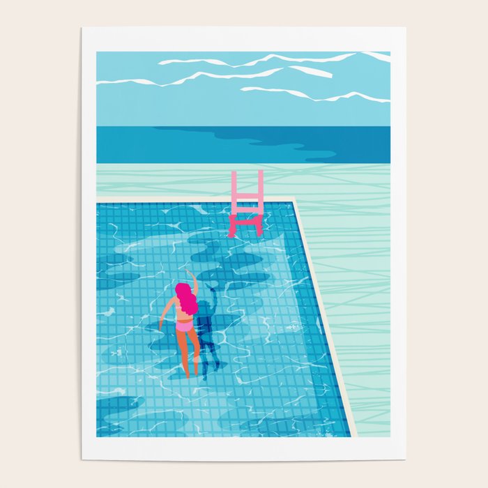 In Deep - memphis throwback swimming athlete palm springs resort vacation country club infinity pool Poster Gallery Image 1