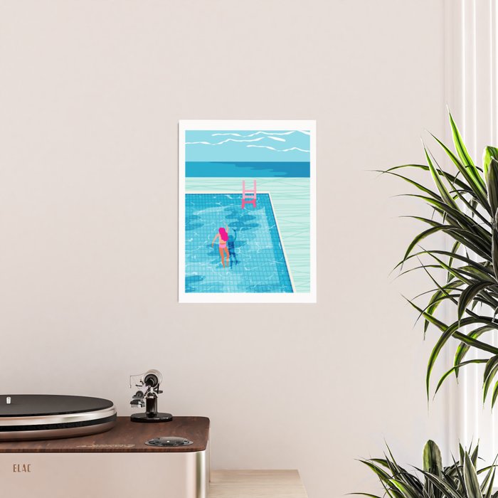 In Deep - memphis throwback swimming athlete palm springs resort vacation country club infinity pool Poster Gallery Image 2