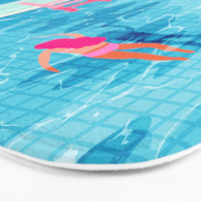 In Deep - memphis throwback swimming athlete palm springs resort vacation country club infinity pool Bath Mat Gallery Image 3