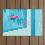In Deep - memphis throwback swimming athlete palm springs resort vacation country club infinity pool Outdoor Rug Gallery Image 1