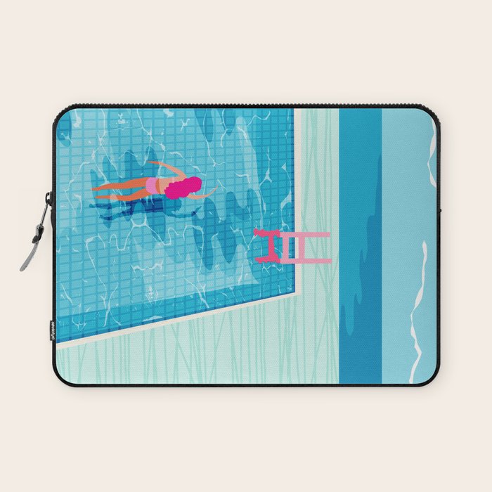 In Deep - memphis throwback swimming athlete palm springs resort vacation country club infinity pool Laptop Sleeve Gallery Image 1
