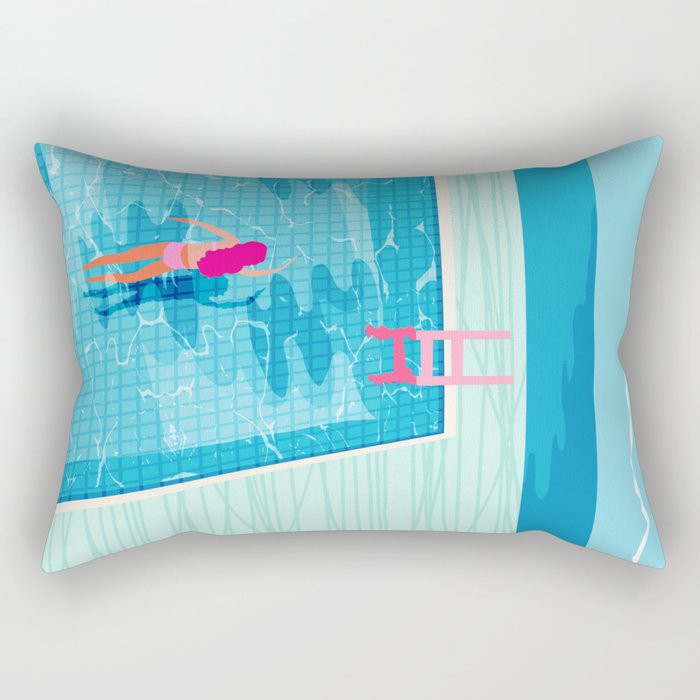 In Deep - memphis throwback swimming athlete palm springs resort vacation country club infinity pool Rectangular Pillow Gallery Image 2