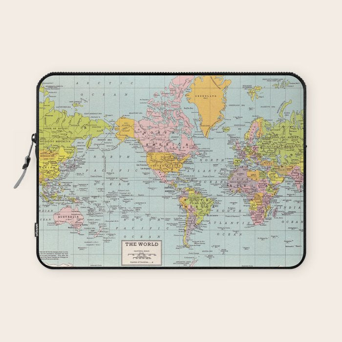 World Map Laptop Sleeve Gallery Image 1