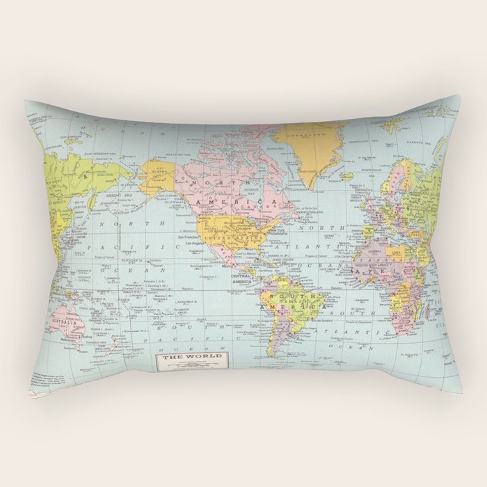 World Map Rectangular Pillow Gallery Image 2