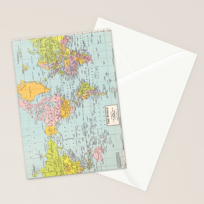World Map Stationery Card Gallery Image 2