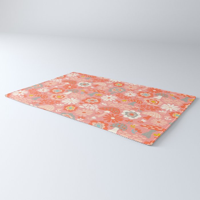 Wild Woodland Floral Mushrooms Rug Gallery Image 3