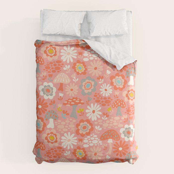 Wild Woodland Floral Mushrooms Duvet Cover Gallery Image 1
