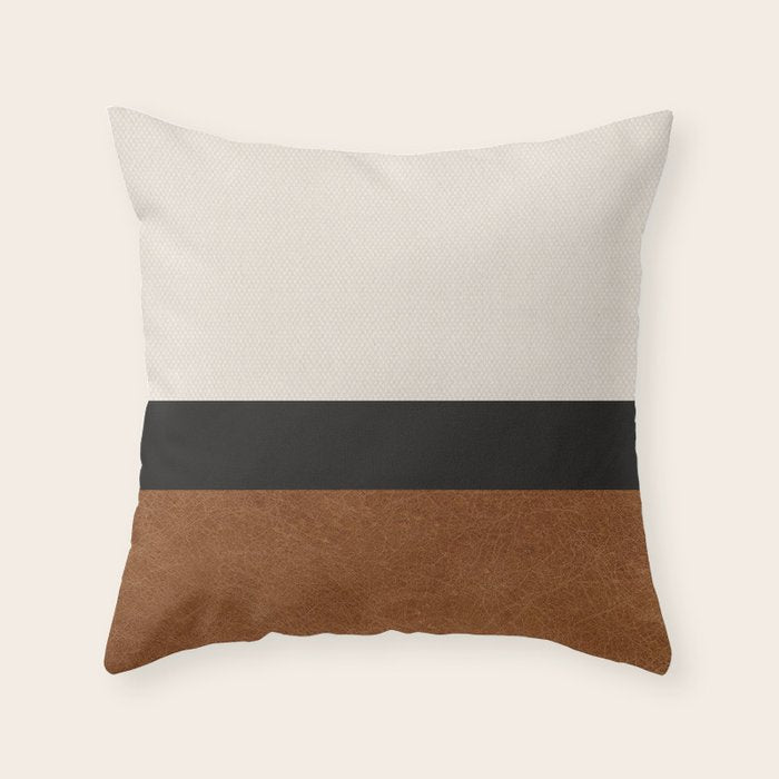 Scandinavian Modern Boho Chic Faux Leather Throw Pillow Gallery Image 6