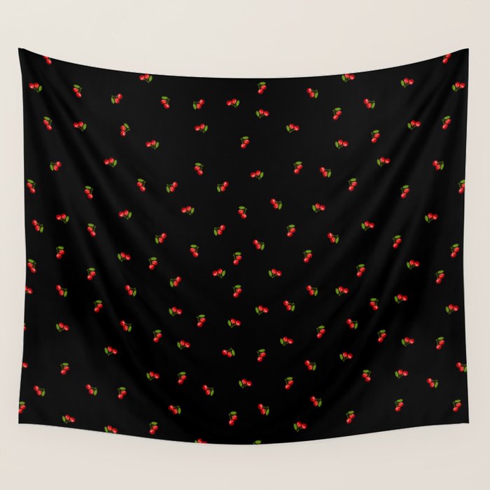 Dark Delicate Cherry Wall Tapestry Gallery Image 1
