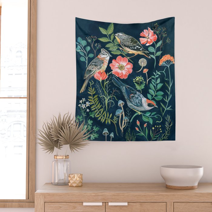 Birds Garden Wall Tapestry Gallery Image 2