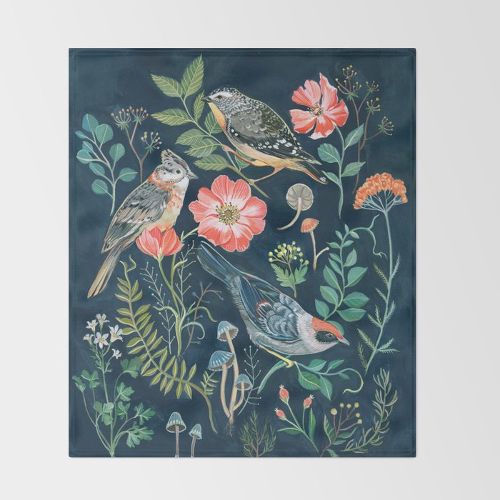 Birds Garden Throw Blanket Gallery Image 2
