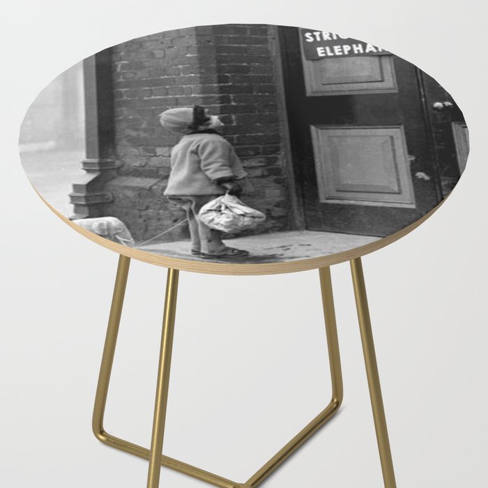 'Strictly No Elephants' vintage humorous child verses the world black and white photograph / black and white photography Side Table Gallery Image 2