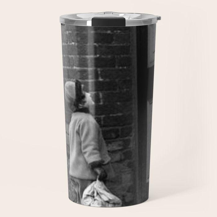 'Strictly No Elephants' vintage humorous child verses the world black and white photograph / black and white photography Travel Mug Gallery Image 1