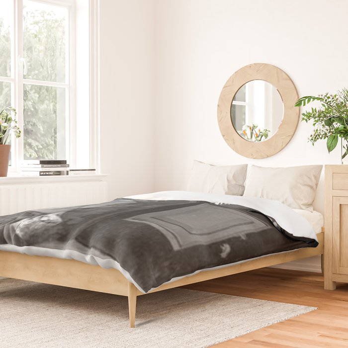 'Strictly No Elephants' vintage humorous child verses the world black and white photograph / black and white photography Duvet Cover Gallery Image 2