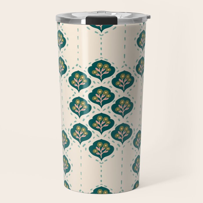 Block-Print Floral Travel Mug Gallery Image 1