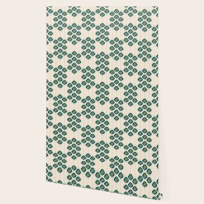 Block-Print Floral Wallpaper Gallery Image 2