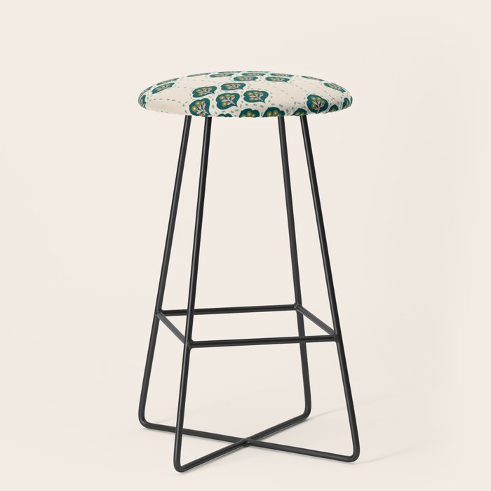 Block-Print Floral Stool Gallery Image 1