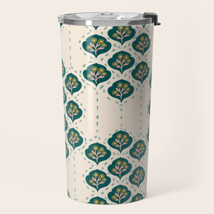 Block-Print Floral Travel Mug Gallery Image 2