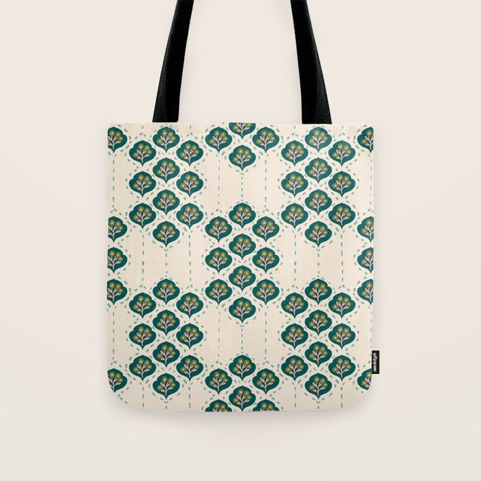 Block-Print Floral Tote Bag Gallery Image 1