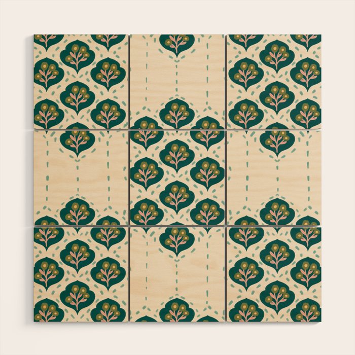 Block-Print Floral Wood Wall Art Gallery Image 1