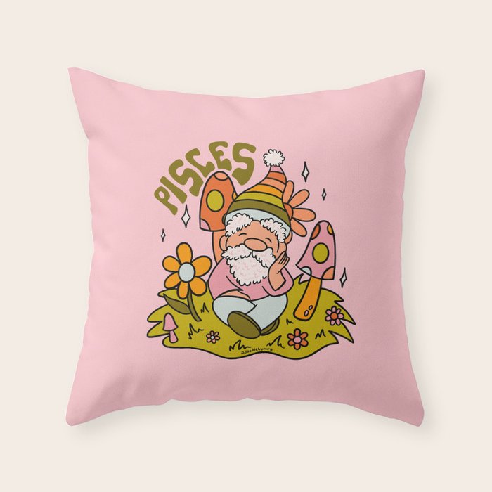 Pisces Gnome Throw Pillow Gallery Image 1