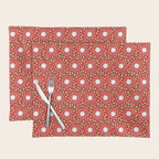 Christmas Holiday MidCentury Modern Atomic Snowflakes in Red Green and White Placemat Gallery Image 1