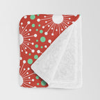Christmas Holiday MidCentury Modern Atomic Snowflakes in Red Green and White Throw Blanket Gallery Image 3