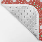 Christmas Holiday MidCentury Modern Atomic Snowflakes in Red Green and White Bath Mat Gallery Image 2