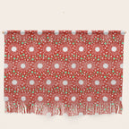 Christmas Holiday MidCentury Modern Atomic Snowflakes in Red Green and White Wall Hanging Gallery Image 1