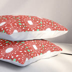 Christmas Holiday MidCentury Modern Atomic Snowflakes in Red Green and White Pillow Sham Gallery Image 3