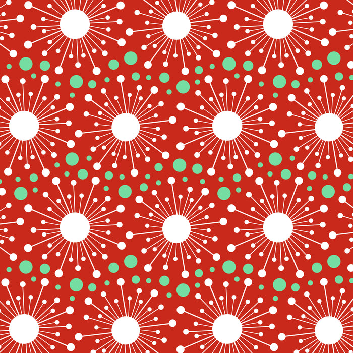 Christmas Holiday MidCentury Modern Atomic Snowflakes in Red Green and White Coffee Mug Gallery Image 2