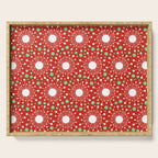 Christmas Holiday MidCentury Modern Atomic Snowflakes in Red Green and White Serving Tray Gallery Image 1