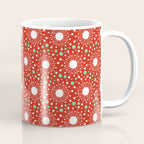 Christmas Holiday MidCentury Modern Atomic Snowflakes in Red Green and White Coffee Mug Gallery Image 1