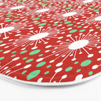 Christmas Holiday MidCentury Modern Atomic Snowflakes in Red Green and White Bath Mat Gallery Image 3
