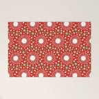 Christmas Holiday MidCentury Modern Atomic Snowflakes in Red Green and White Welcome Mat Gallery Image 1