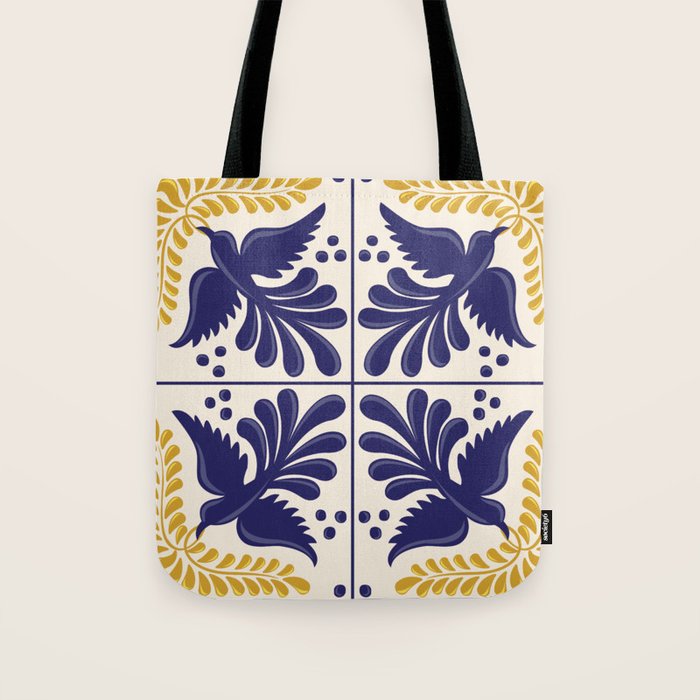 Mexican Talavera with Birds Tote Bag Gallery Image 1