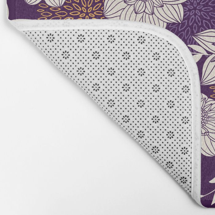 Dahlia Flowers Pattern - Purple and Yellow Bath Mat Gallery Image 2
