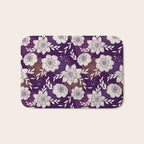 Dahlia Flowers Pattern - Purple and Yellow Bath Mat Gallery Image 1