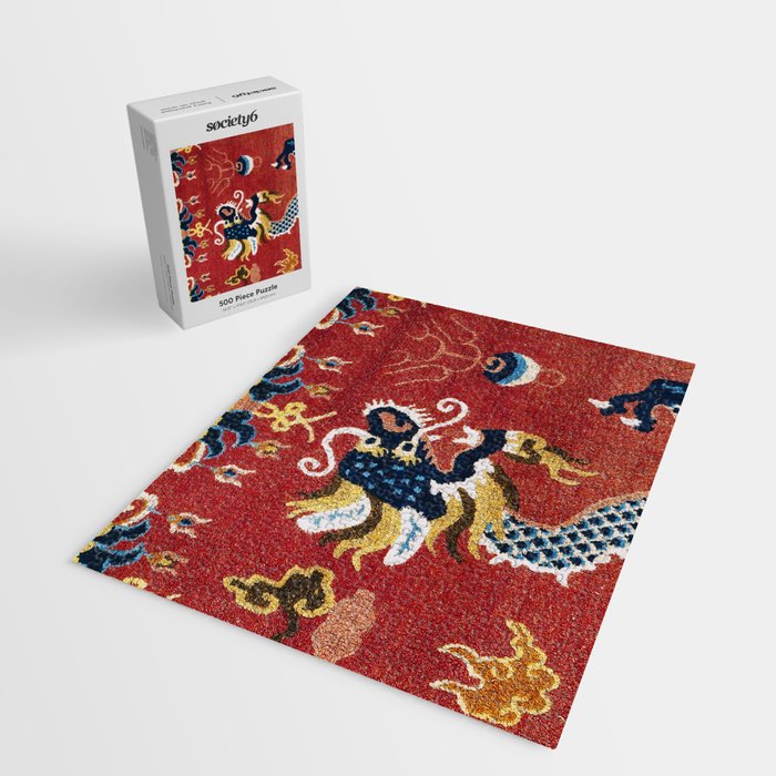 Ningxia Blue Dragon Red Background Rug Print Jigsaw Puzzle Gallery Image 2