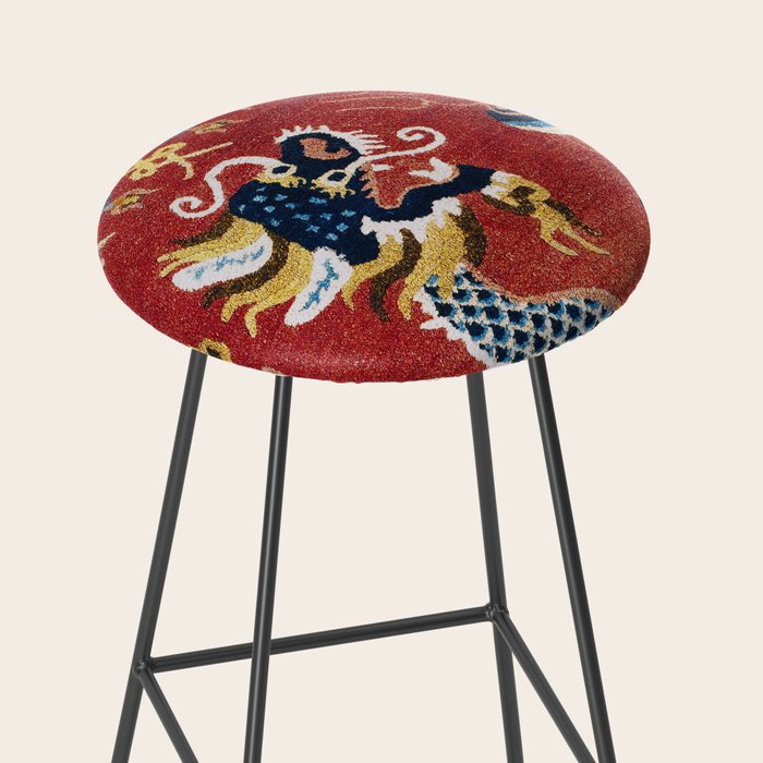Ningxia Blue Dragon Red Background Rug Print Stool Gallery Image 2