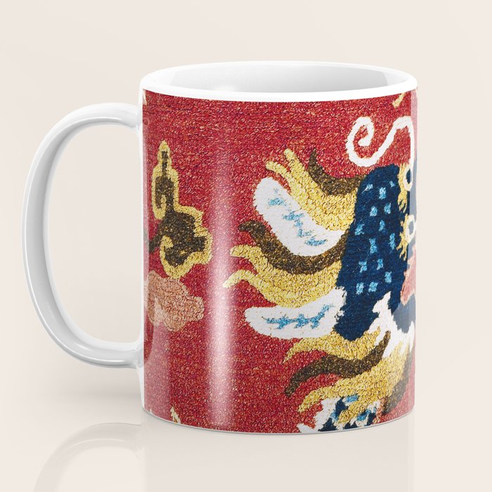 Ningxia Blue Dragon Red Background Rug Print Coffee Mug Gallery Image 3
