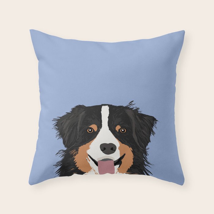 Australian Shepherd cute pastel aussie owner gifts must haves for dog person customized pet portrait Throw Pillow Gallery Image 6