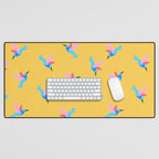 Hummingbirds on Yellow Pattern Desk Mat Gallery Image 1