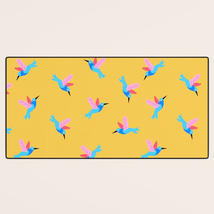Hummingbirds on Yellow Pattern Desk Mat Gallery Image 3