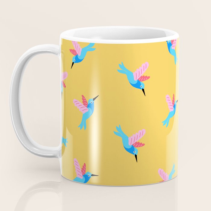 Hummingbirds on Yellow Pattern Coffee Mug Gallery Image 3