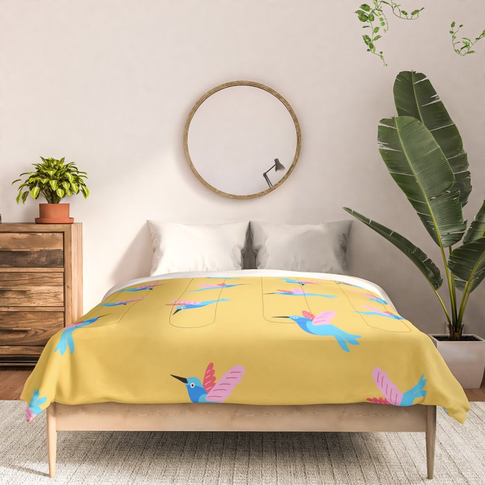 Hummingbirds on Yellow Pattern Comforter Gallery Image 3