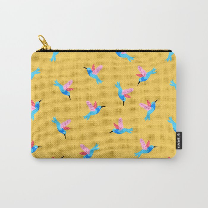 Hummingbirds on Yellow Pattern Carry All Pouch Gallery Image 1